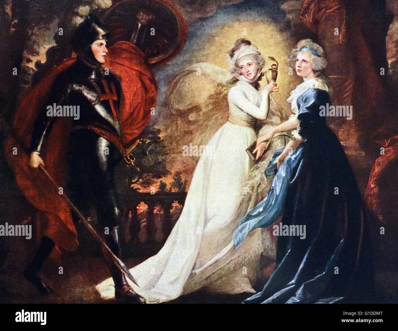 Pittura intitolato " La Croce Rossa Knight" da John Singleton Copley (1738-1815) un pittore americano, attiva in entrambi colonial America e Inghilterra. Datata xviii secolo Foto Stock
