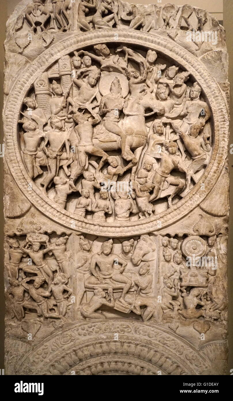 Ringhiera raffiguranti lotuses da uno stupa. In data 3° secolo Foto Stock