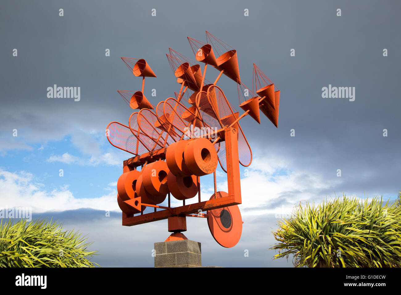 La scultura del vento banderuola da César Manrique, Arrieta, Lanzarote, Isole Canarie, Spagna Foto Stock