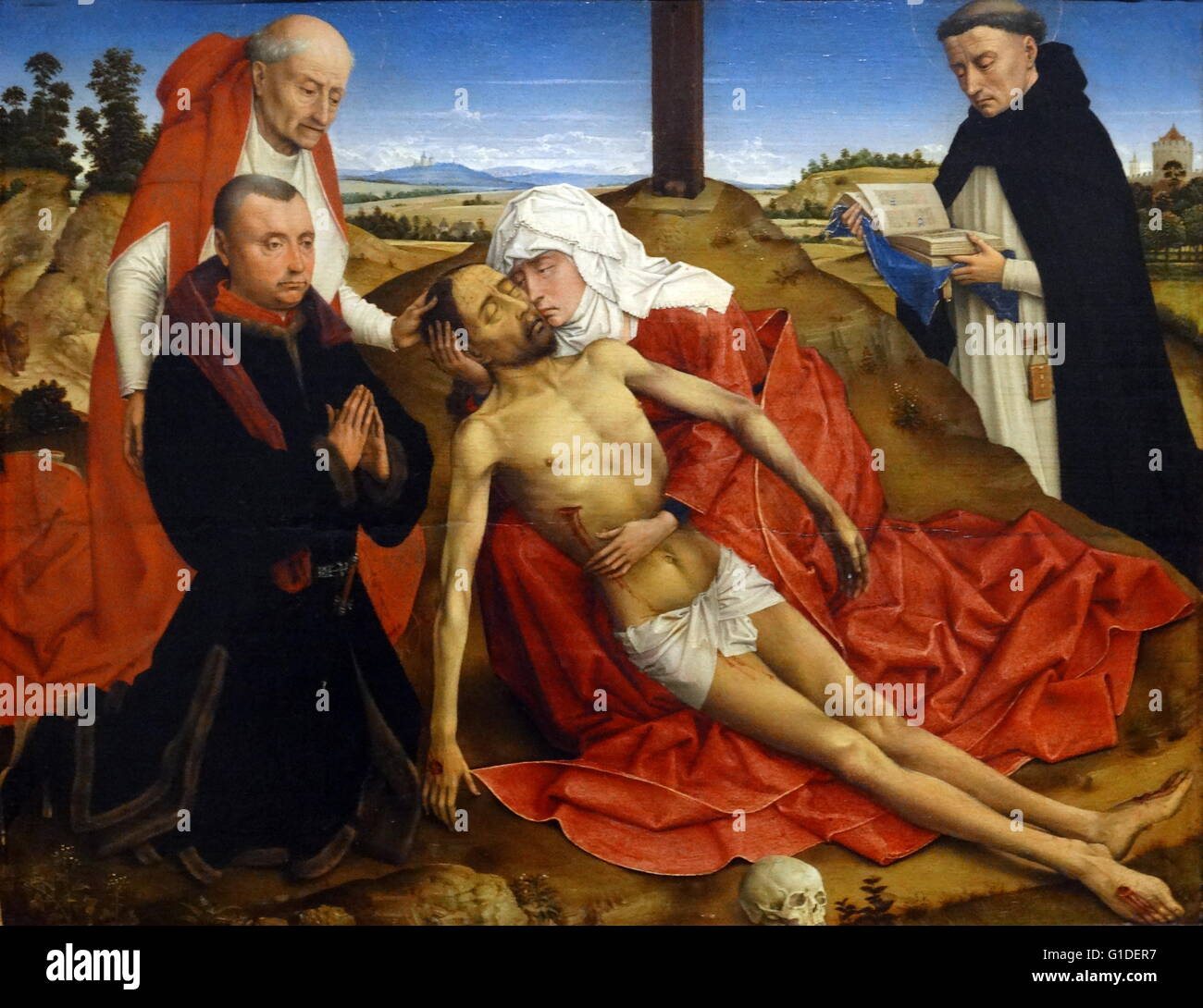 Pittura intitolato "Pietà" dalla bottega di Rogier van der Weyden (1400-1464) un Early Netherlandish pittore. Datata xv secolo Foto Stock