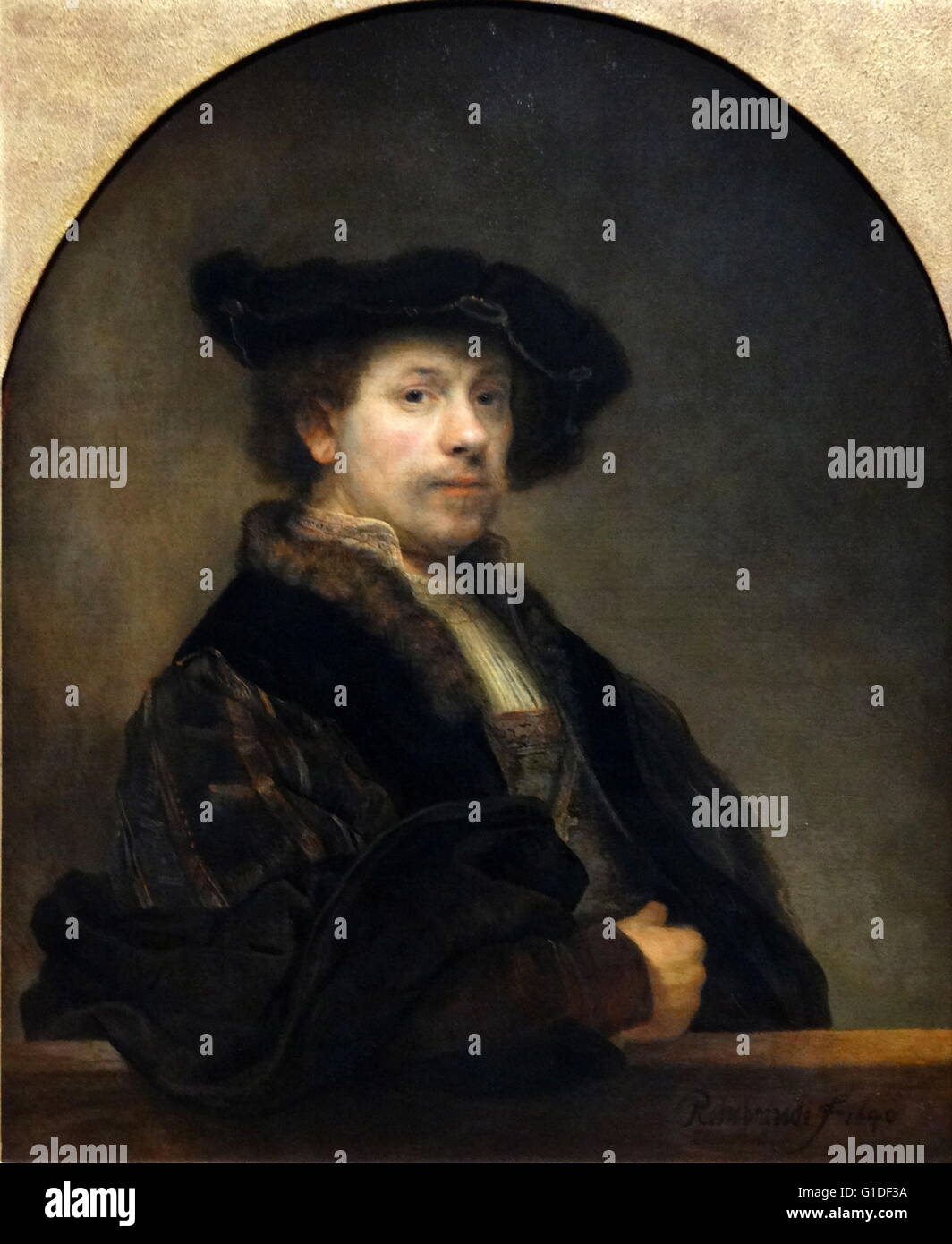 Ritratto di auto da Rembrandt Harmenszoon van Rijn (1606-1669) un pittore olandese e incisore. Risalenti al XVII secolo Foto Stock