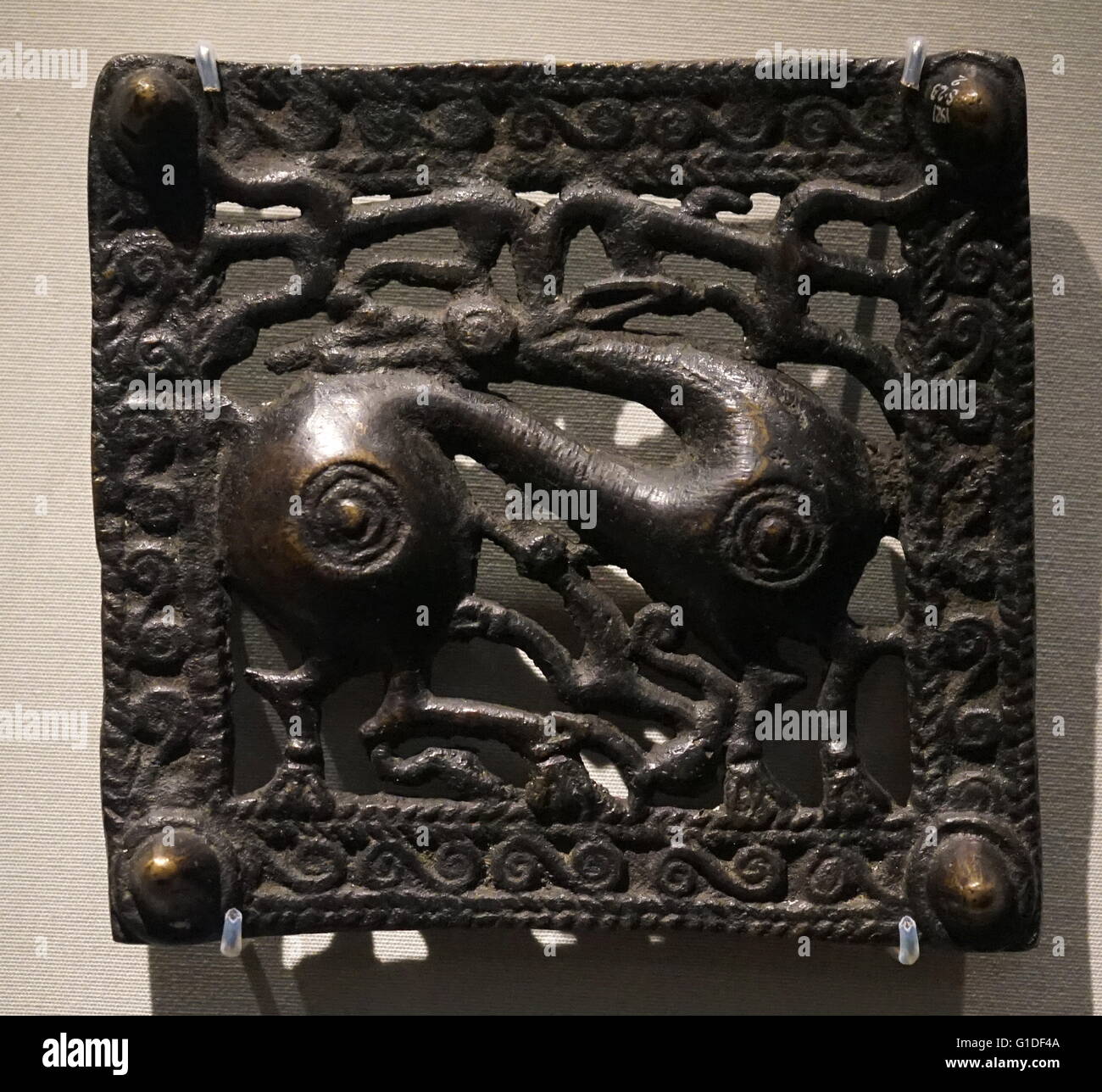 Il bronzo della fibbia della cintura di sicurezza dal periodo Parthian. Datato i secolo D.C. Foto Stock