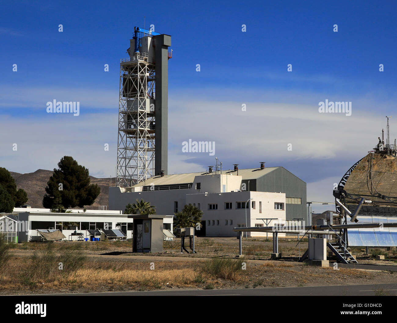 Impianto di desalinizzazione causata a energia solare centro di ricerca scientifica e Tabernas, Almeria, Spagna Foto Stock