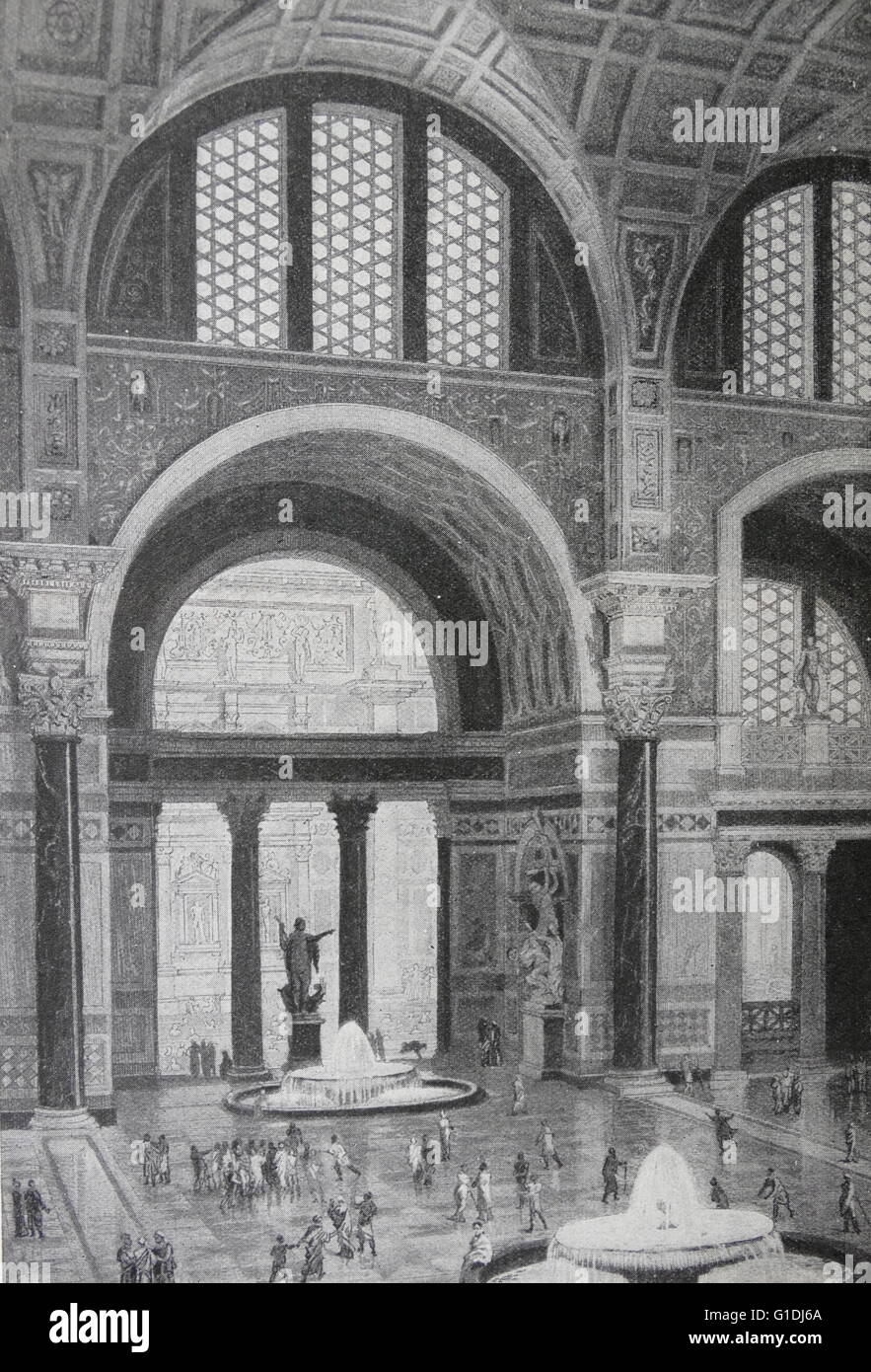 Xix secolo illustrazione delle Terme di Caracalla a Roma, in Italia costruito a Roma tra AD 212 e 217, durante il regno di Settimio e l'imperatore Caracalla. Foto Stock