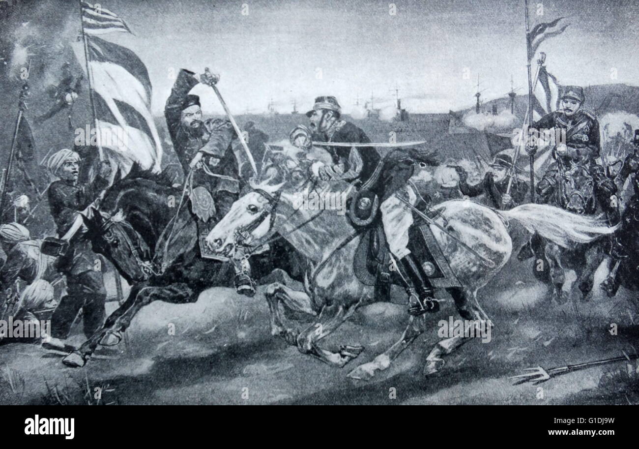 Pyongyang, Corea, catturato dall'esercito giapponese dalla forza cinese; durante la guerra Sino-Japanese, Ottobre 1894 Foto Stock