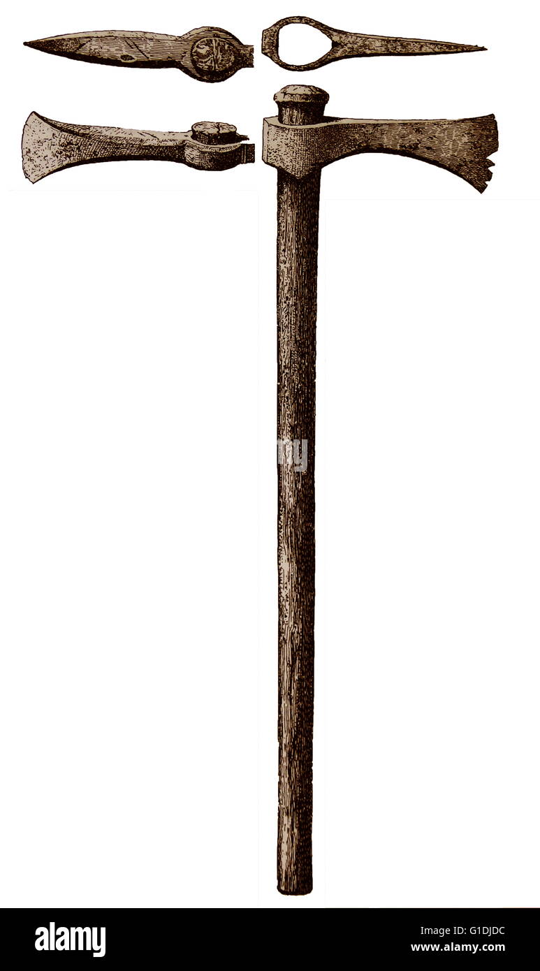 Le armi del Sassone conquista della Bretagna compresi ax teste, VIII secolo D.C.. Foto Stock