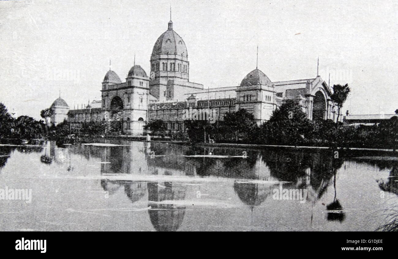 Il Melbourne Exhibition dove il primo Parlamento federale si è riunito il 9 maggio 1901. Anche se avevano inizialmente previsto di tenere la cerimonia in Melbourne's edificio del Parlamento, questi edifici sono stati infine scelto a causa della quantità di spazio da esse offerti. Foto Stock