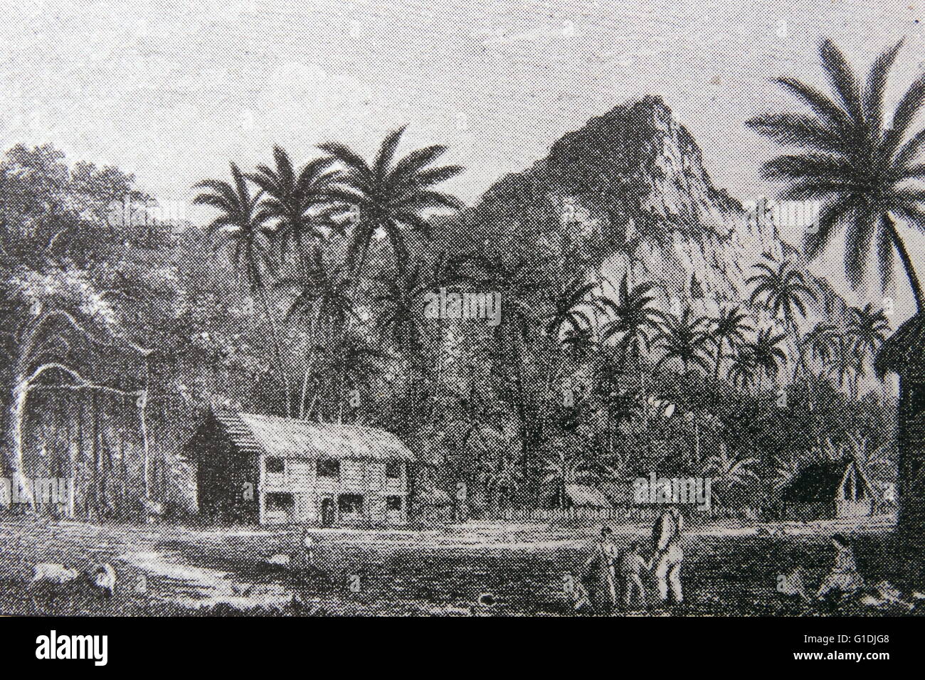 Casa di John Adams sull Isola Pitcairn. Foto Stock