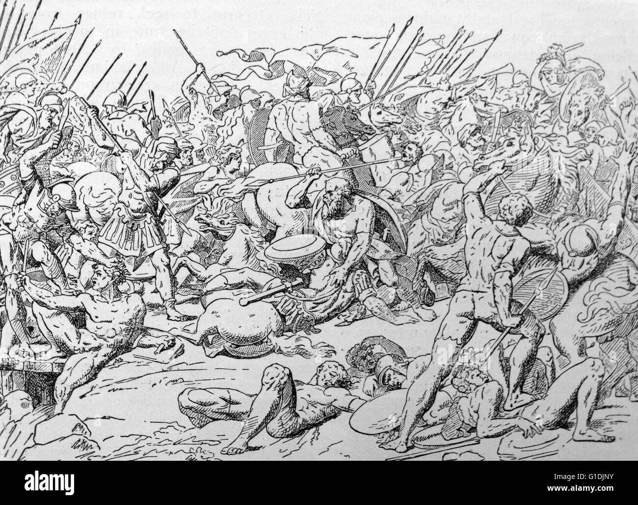Illustrazione raffigurante la battaglia di Potidaea (432 BC) uno dei catalizzatori per la guerra del Peloponneso. Foto Stock