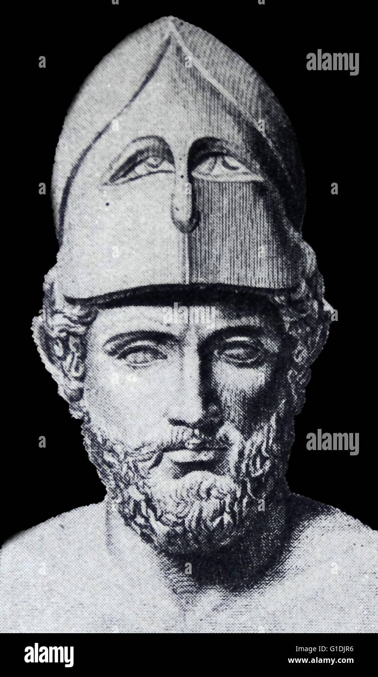 Busto di Pericle, un importante e influente statista greco, oratore e generale di Atene durante l Età D Oro Foto Stock