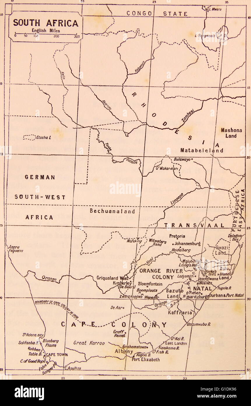 Mappa di Sud Africa durante il diciannovesimo secolo Foto Stock