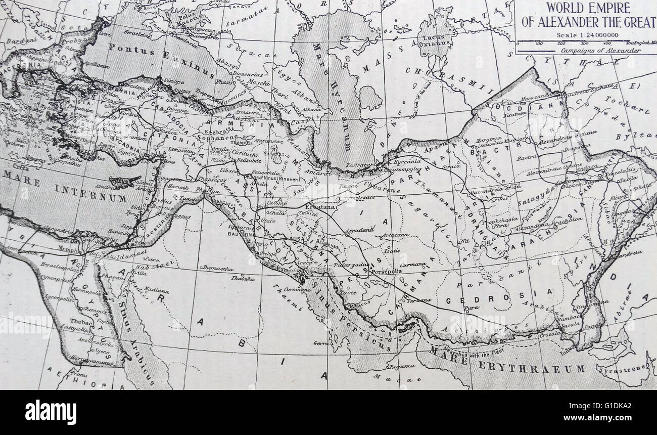 Mappa che mostra l'impero di Alessandro il Grande Foto Stock