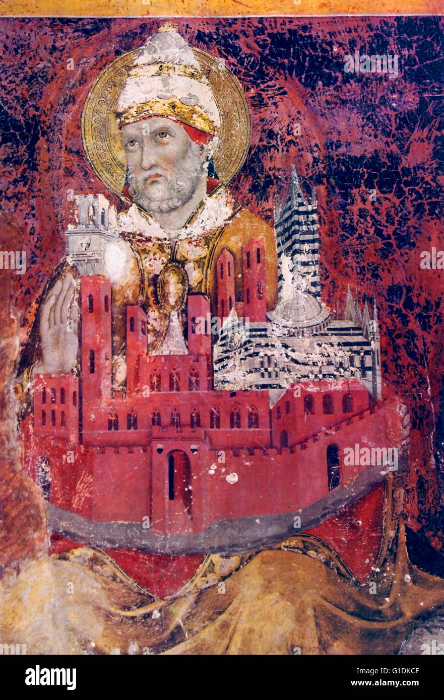 La pittura di San Pietro di Alessandria, patrono di Siena di Sano di Pietro (1406-1481) un pittore italiano di scuola senese di pittura. Datata xv secolo Foto Stock