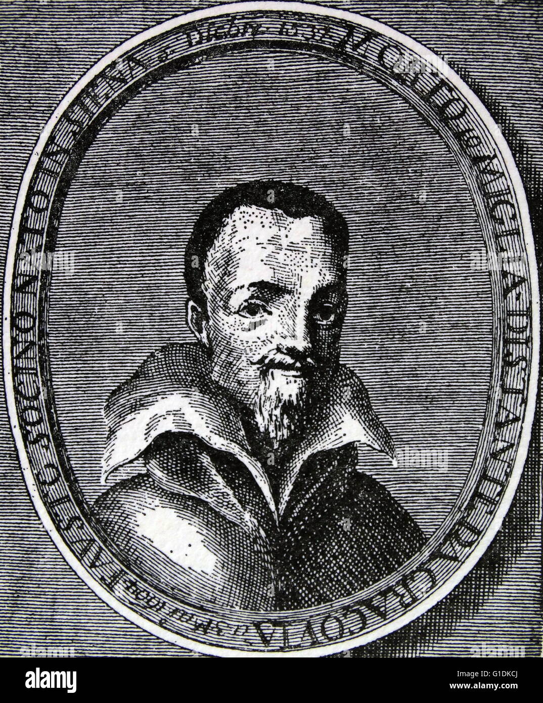 Ritratto inciso ofFausto Paolo Sozzini (1539-1604) un italiano di teologo e fondatore della scuola di pensiero cristiano noto come Socinianism e il teologo principale dei Fratelli Polacchi. Datata XVI Secolo Foto Stock