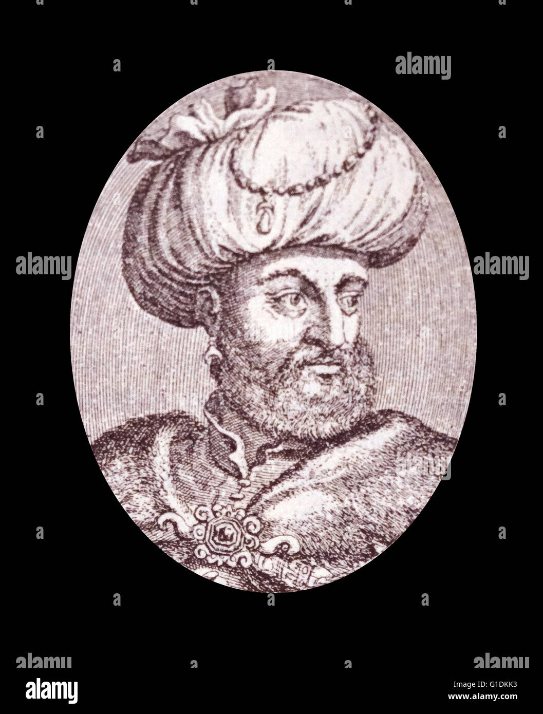Ritratto di Kara Mustafa Pasha, un ottomano leader militari e Gran Visir. Risalenti al XVII secolo Foto Stock
