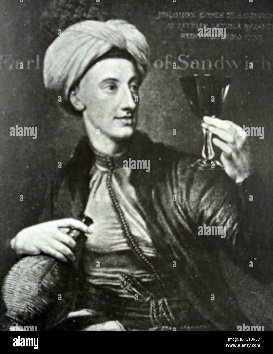 Ritratto di John Montagu, 4° Conte di Sandwich (1718-1792) uno statista britannico. Datata xviii secolo Foto Stock