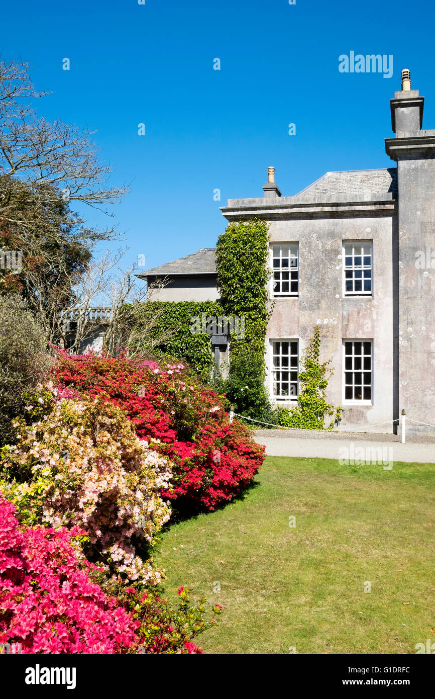 La casa e i giardini a Trewtihen vicino a Truro in Cornovaglia, Regno Unito Foto Stock