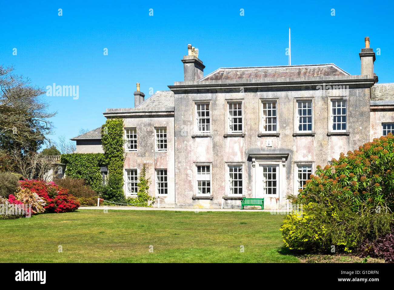 La casa e i giardini a Trewtihen vicino a Truro in Cornovaglia, Regno Unito Foto Stock
