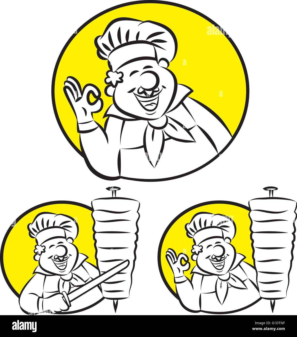 Illustrazione Vettoriale di cook gesti segno eccellente Illustrazione Vettoriale