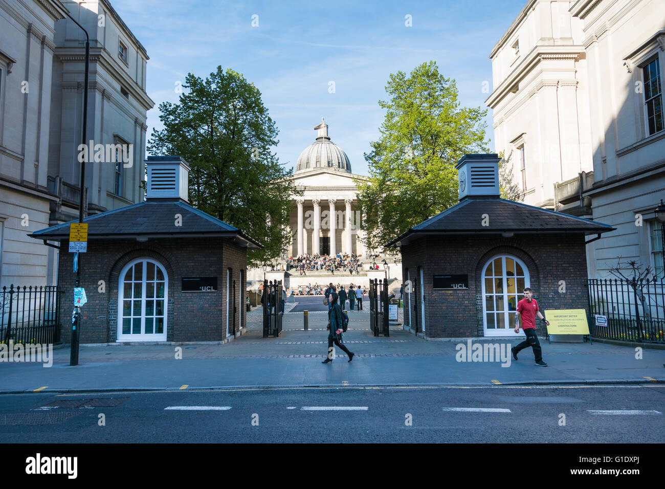 L'ingresso alla UCL e al Quad, Gower Street, Londra, Inghilterra, Regno Unito Foto Stock