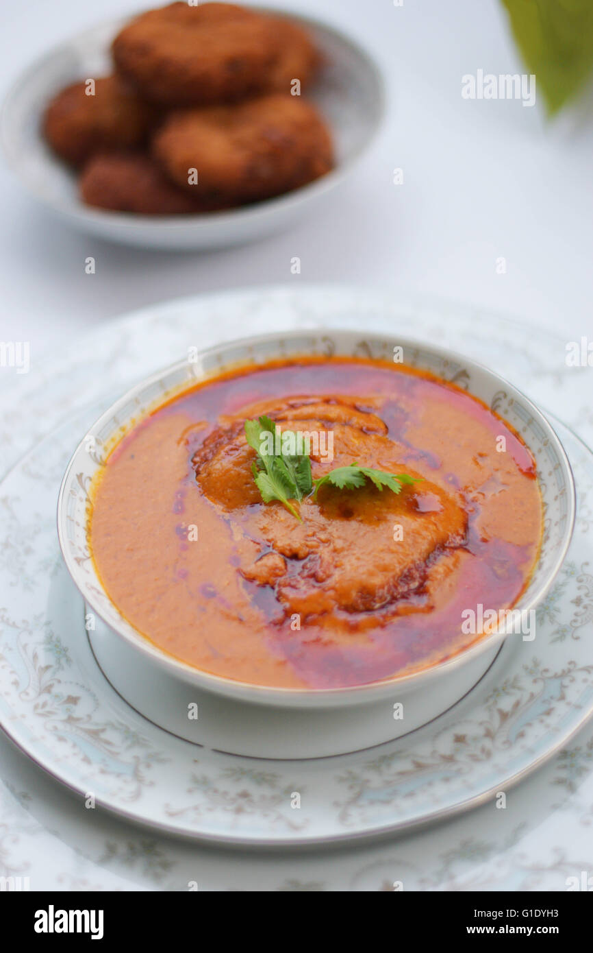 Il curry indiano ricetta cena cibo oleoso ristorante Foto Stock
