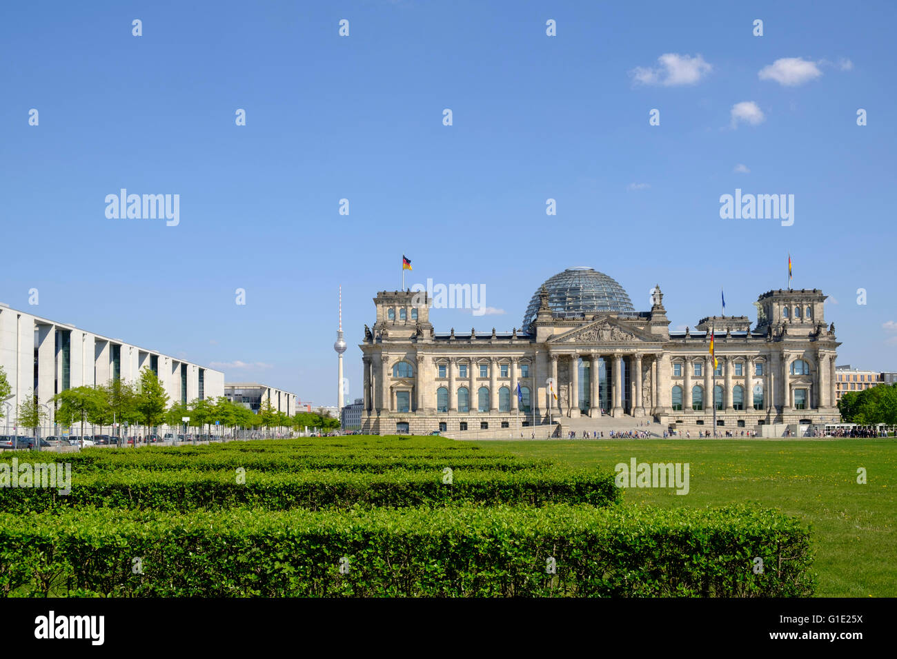 Vista del Palazzo del Reichstag a Berlino Germania Foto Stock
