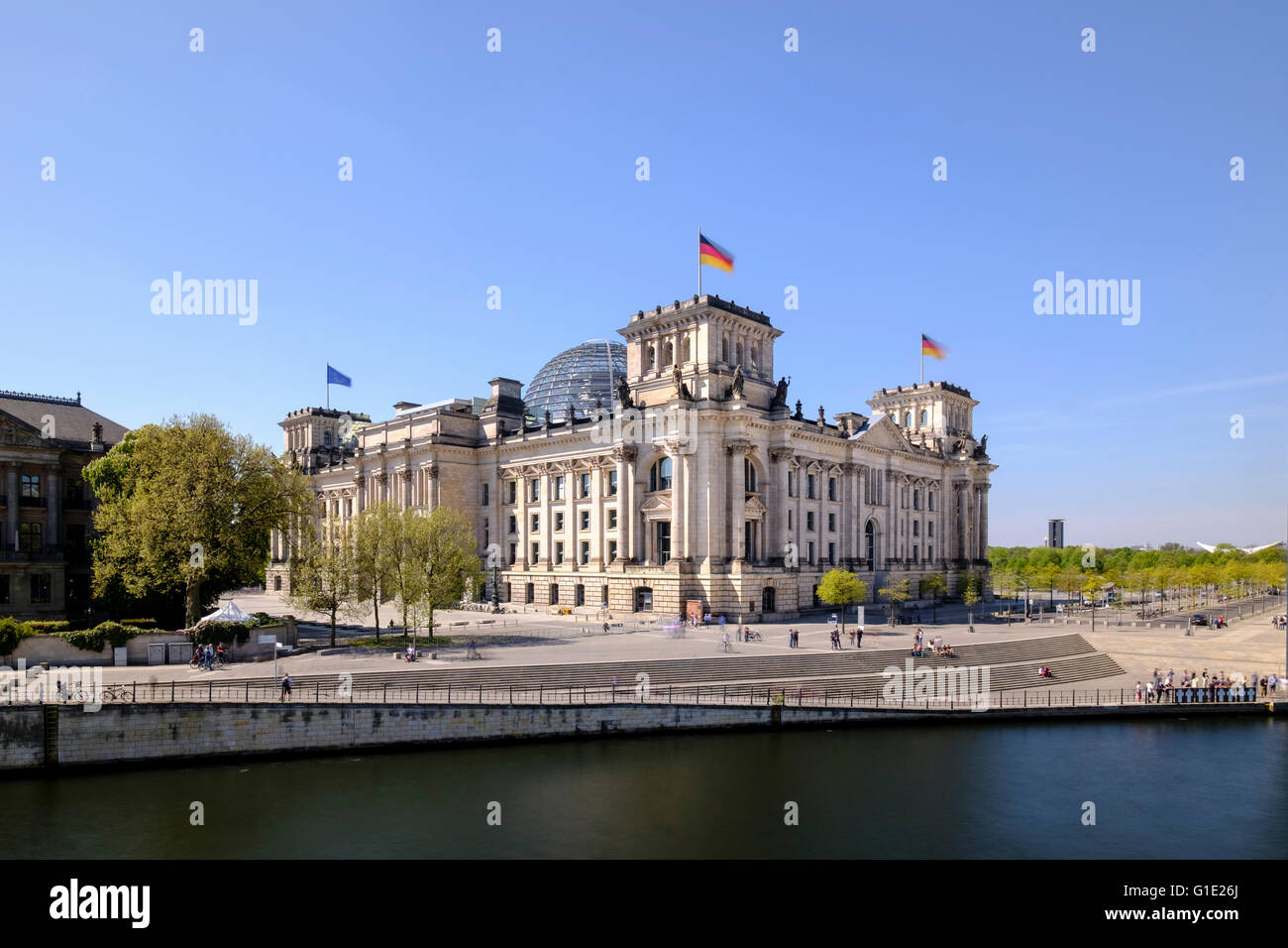 Vista del Palazzo del Reichstag a Berlino Germania Foto Stock