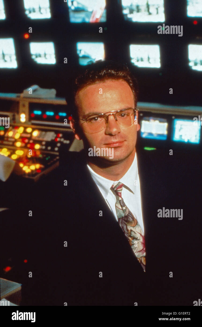 Rainer Laux, moderatore beim Privatsender Pro7, Deutschland 1990er Jahre. Foto Stock