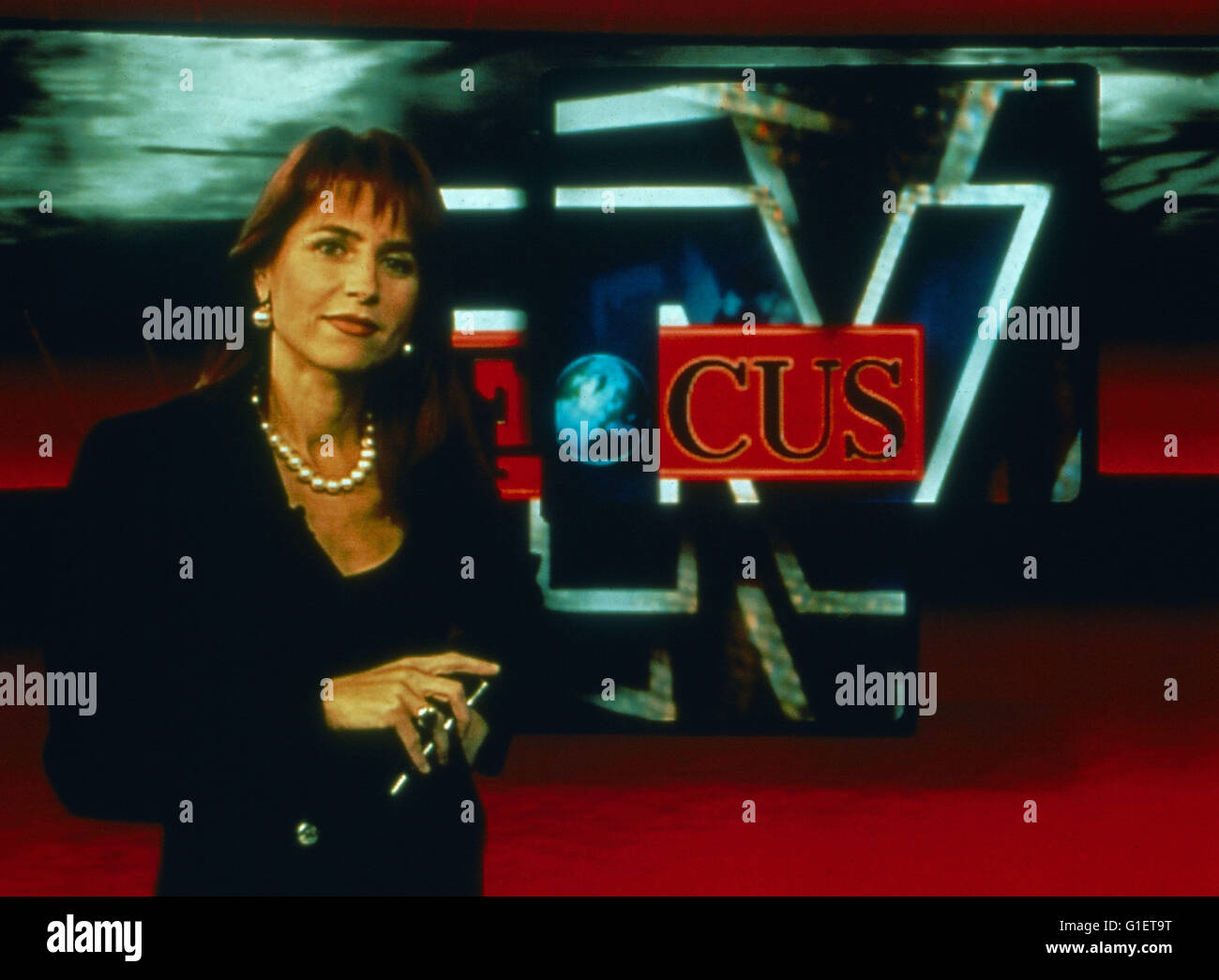 FOCUS TV, Nachrichtenmagazin, Deutschland 1990er Jahre, Moderatorin: Lilli Gruber Foto Stock