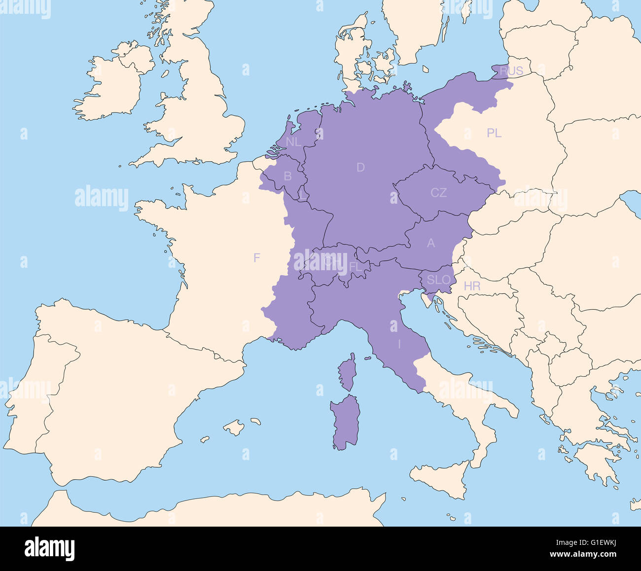 Sacro Romano Impero, superpotenza in Europa durante il medioevo, alla sua massima estensione intorno al 1200 D.C. Foto Stock