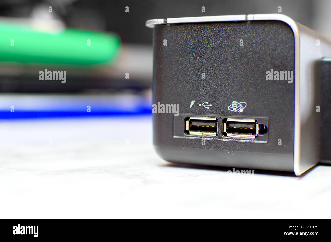 Lato usb porta prese fuoco - docking station pc Foto Stock