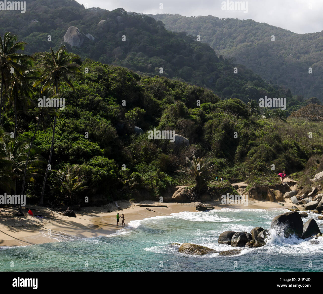 Spiaggia a Tayrona Parco Nazionale di Santa Marta Colombia Foto Stock