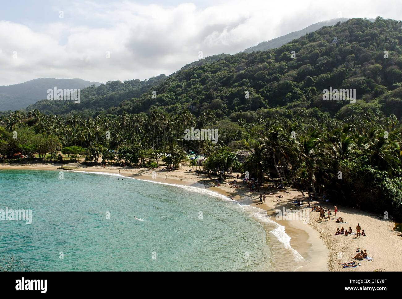 Spiaggia a Tayrona Parco Nazionale di Santa Marta Colombia Foto Stock