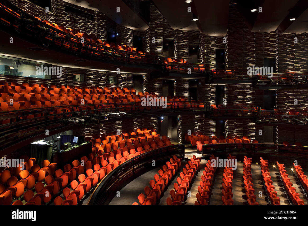 Posti a sedere in auditorium. Royal Danish Playhouse, Copenhagen, Danimarca. Architetto: Lundgaard & Tranberg, 2008. Foto Stock