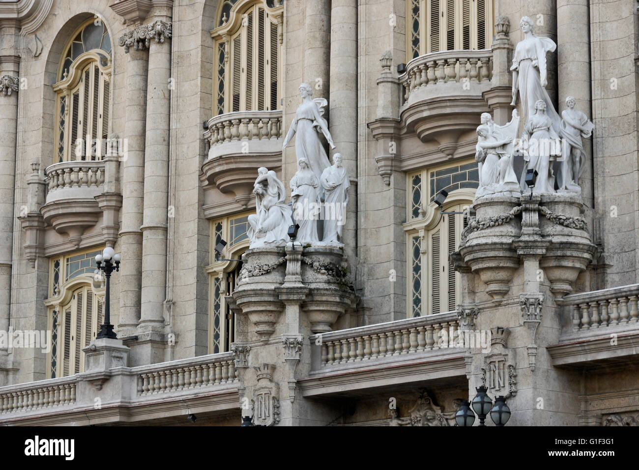 Dettagli architettonici di Alicia Alonso Grand Theatre de L Avana, Havana, Cuba Foto Stock