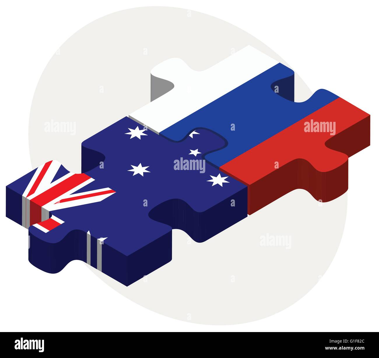 Immagine vettoriale - Australia e Federazione Russa in puzzle isolati su sfondo bianco Illustrazione Vettoriale
