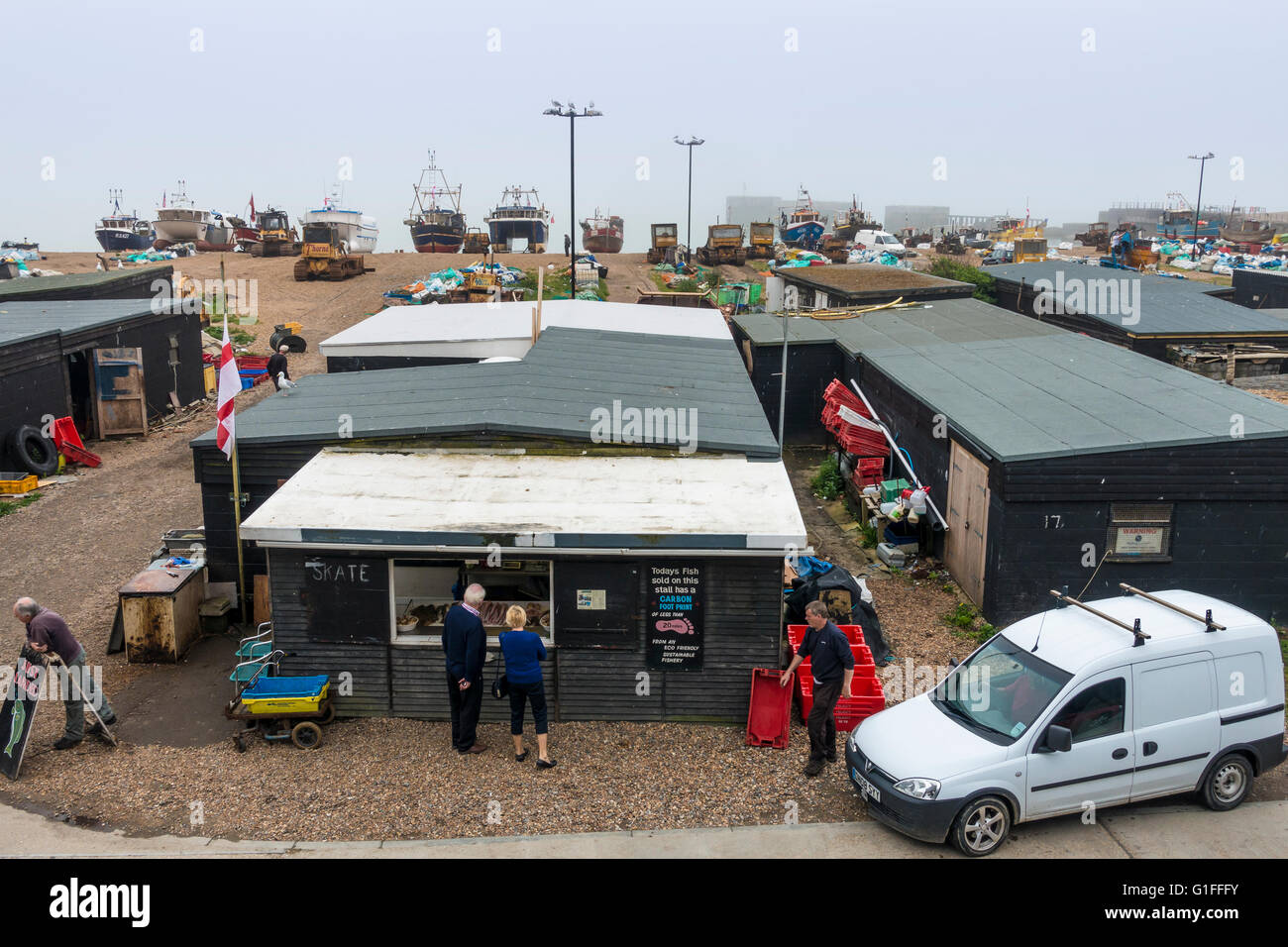 Hastings Flotta peschereccia Stade Hastings East Sussex Foto Stock