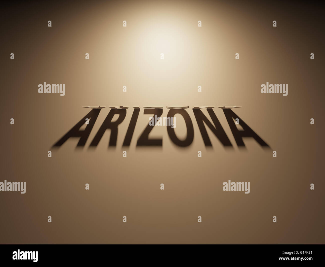 Un Rendering 3D dell'ombra di un upside down testo che legge Arizona Foto Stock
