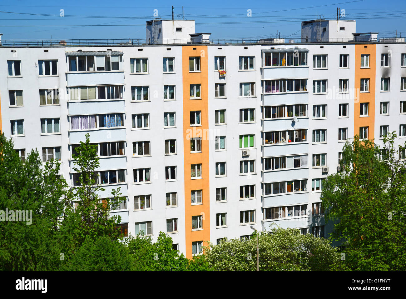 Il pannello 9 piani di casa a Zelenograd, Mosca Foto Stock