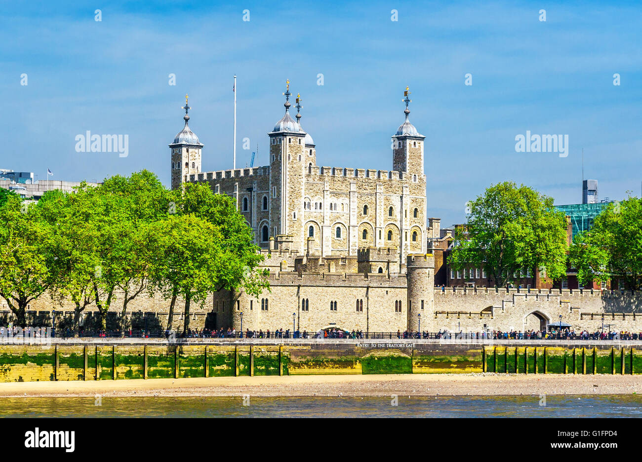 Torre di Londra sul Tamigi in Inghilterra, Londra, Regno Unito. Foto Stock