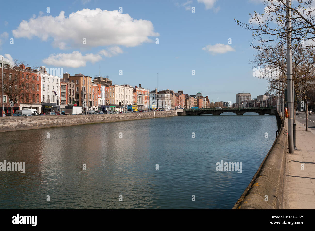 Città di skyline di Dublino in Irlanda, sul fiume Liffey, cityscape Foto Stock