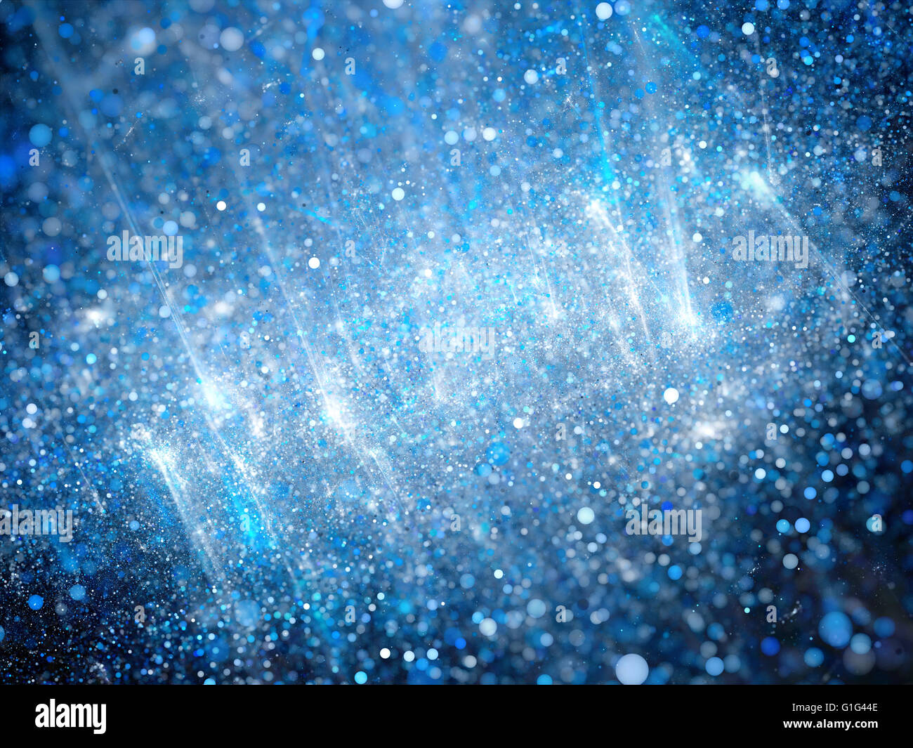 Blu brillante bolle vibranti in spacem con campo di plasma, generato dal computer sfondo astratto Foto Stock