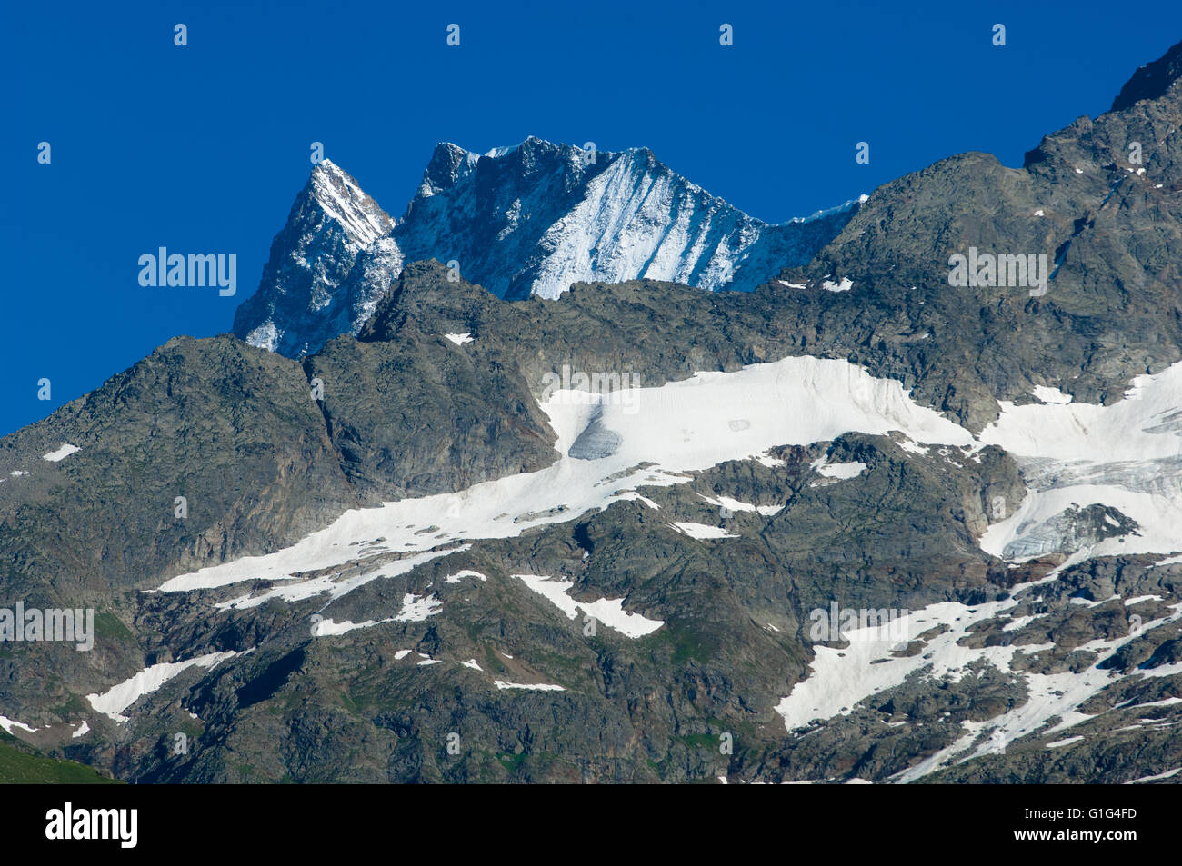 4000 metri di alti picchi nelle montagne svizzere, Alpi Bernesi, Berner Oberland, Svizzera Foto Stock