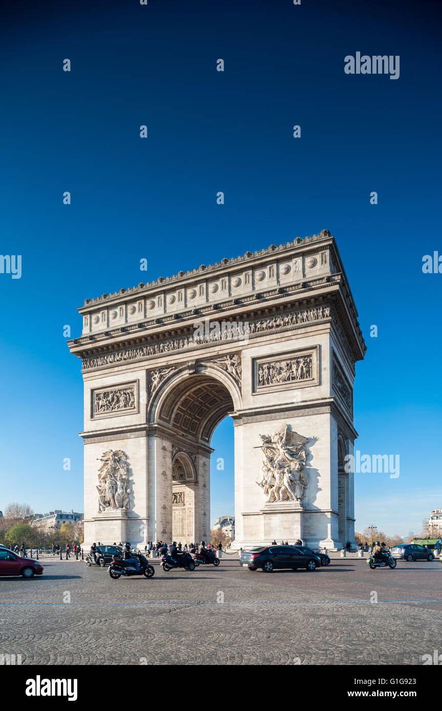 Francia, Parigi, Arc de Triomphe de l'etoile Foto Stock