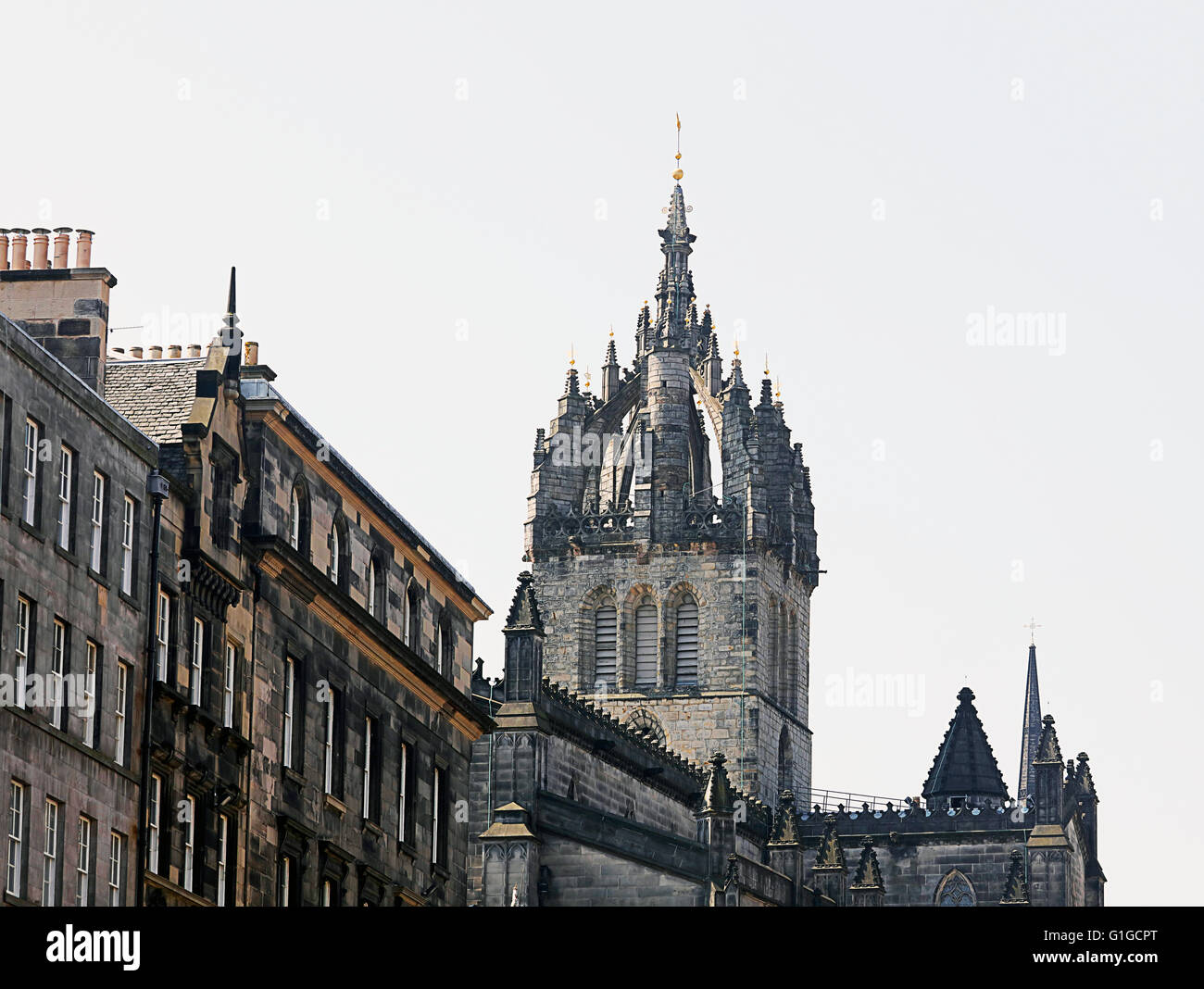 Campanile e Crown.St Giles Cathedral.Edinburgh.Edinburgh Streets. Foto Stock