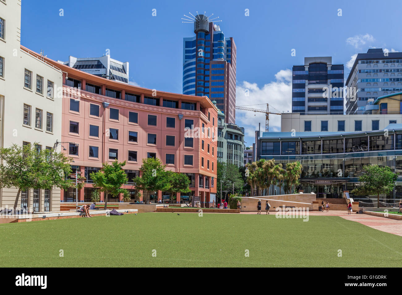 Piazza Civica, Wellington, Nuova Zelanda Foto Stock