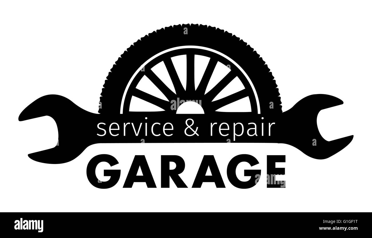 Centro auto, servizio di garage e logo di riparazione,template vettoriale. Illustrazione Vettoriale
