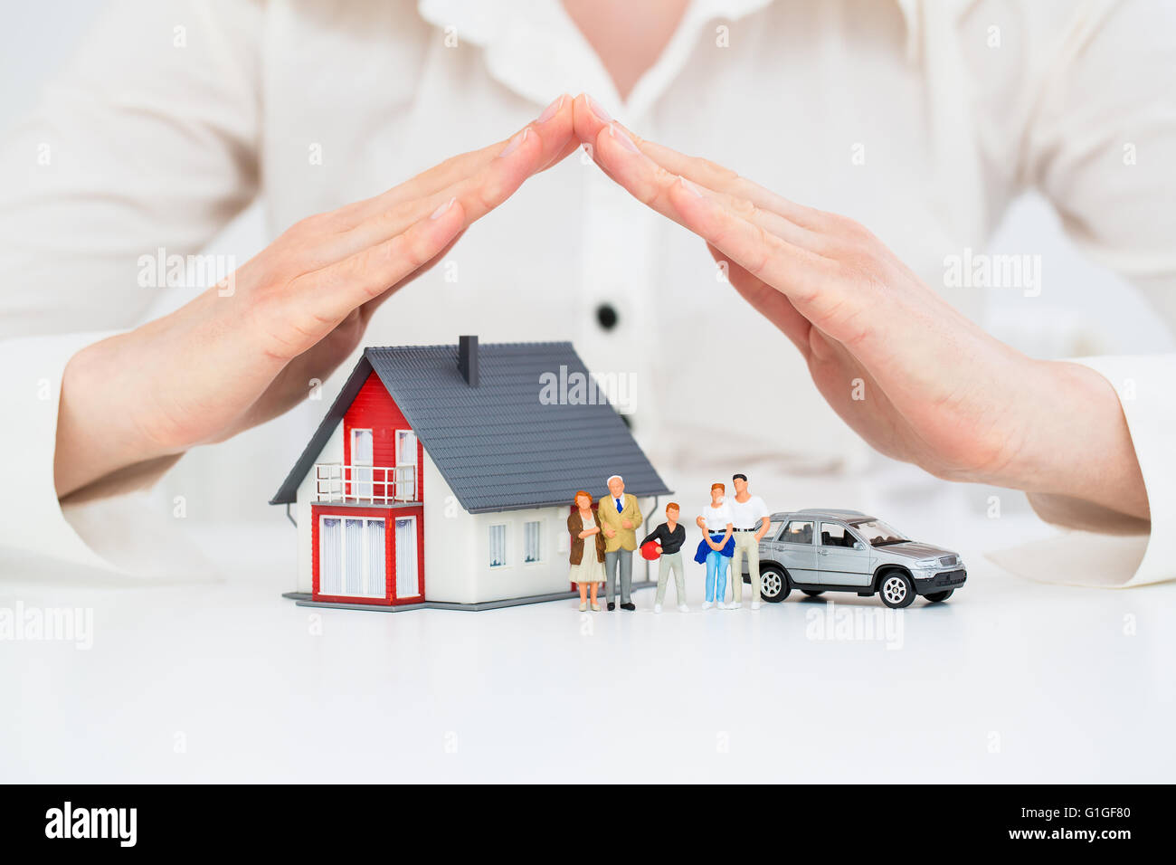Assicurazione casa Home Live protezione auto i concetti di protezione Foto Stock