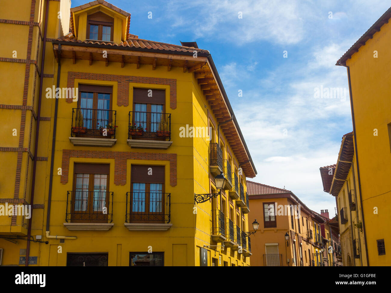 Vecchio edificio nella città di Leon in Spagna Foto Stock
