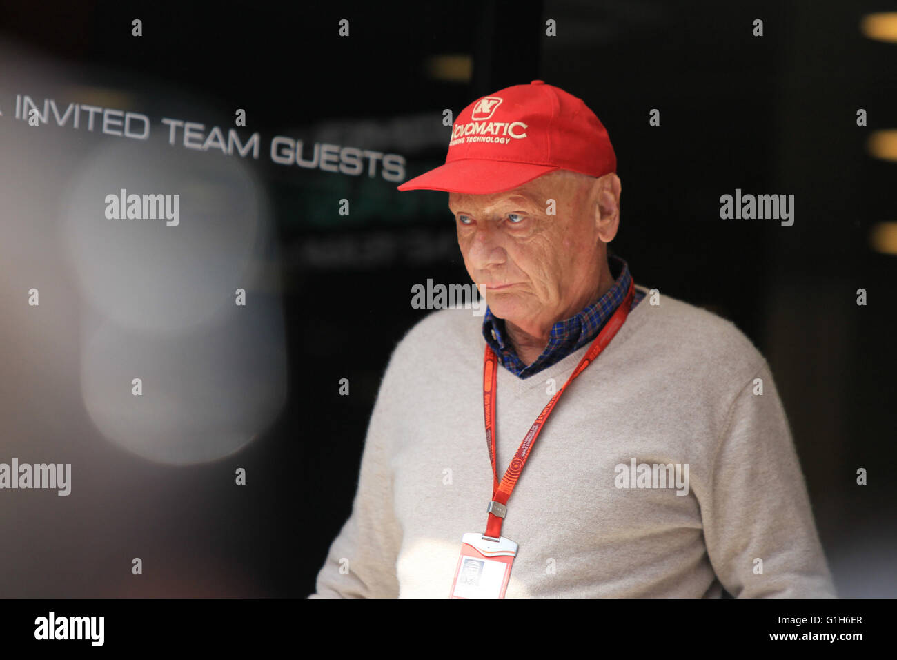 Circuito de Barcelona, Spagna. 15 Maggio, 2016. Spagnolo di Formula 1 Grand Prix. Niki Lauda non felice come i suoi due piloti si riuniscono a sua volta 3 al crash fuori gara Credito: Azione Sport Plus/Alamy Live News Foto Stock